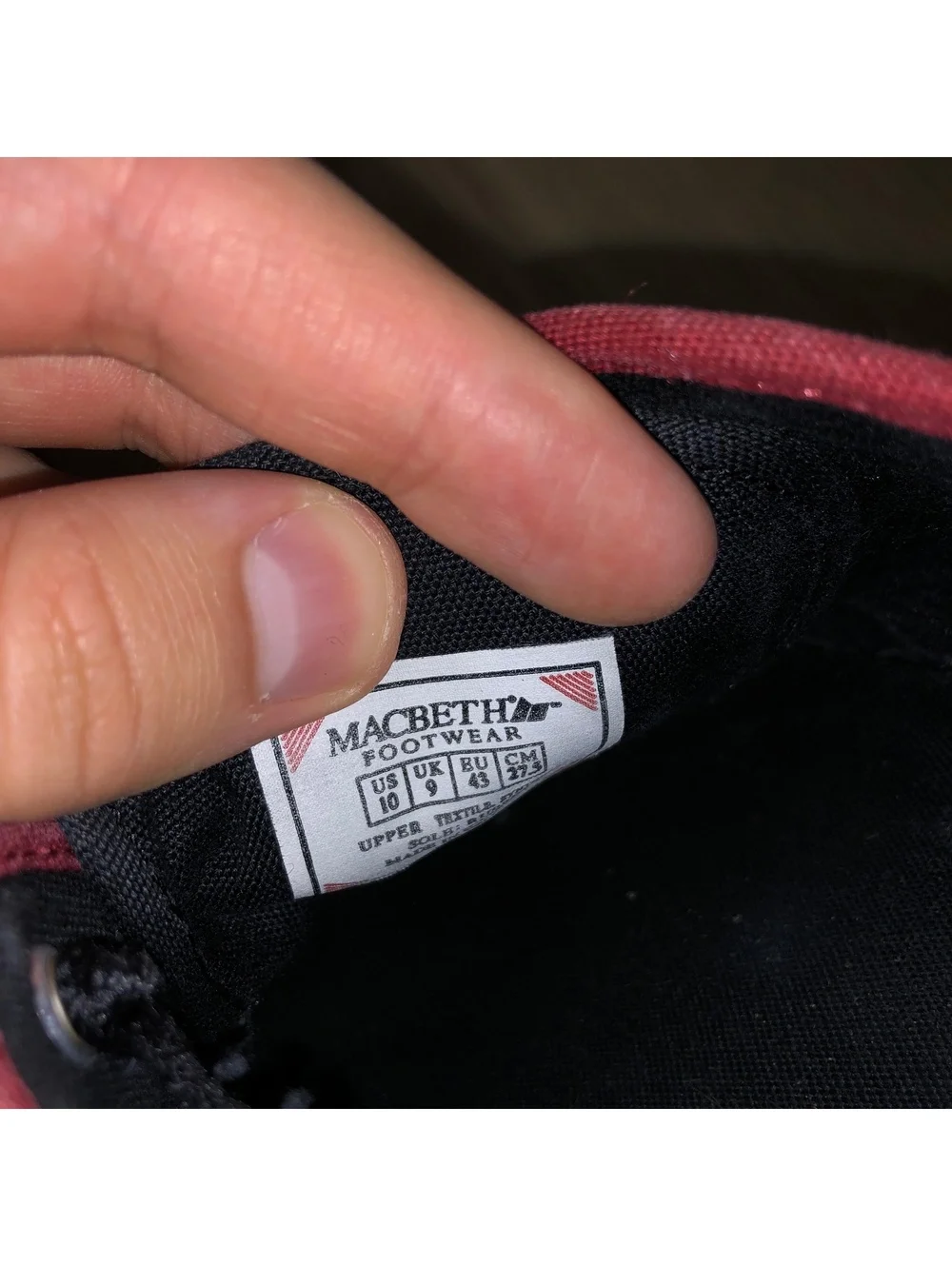 MACBETH VEGAN SKATE SHOES VINTAGE RED BLACK LANGLEY MENS SIZE 10 RARE